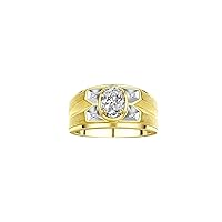 Rylos Men's Rings 14K Yellow Gold Classic Designer 8X6MM Oval Gemstone & Sparkling Diamond Ring - Color Stone Birthstone Rings for Men, Sizes 8-13. Mens Jewelry