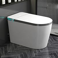 Smart Toilet, Modern Smart Toilet with Automatic Open/Close Lid and Soft-off Technology, Toilet with Auto Flush System and Heated Seat, Multifunctional Toilet with Power off flushing Gray