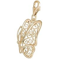 Rembrandt Charms Butterfly Charm with Lobster Clasp, 10K Yellow Gold