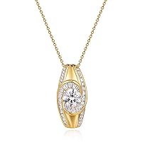 3 CT Tapered Baguette & Round Created Diamond Halo Pendant Necklace 14k Yellow Gold Over