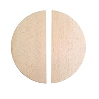 Beechwood Door Handles, Round Deisgn, Wardrobe Handles, Pair of 2 Half Round Handles (Beechwood Handle, 5 inch Dia)