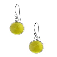 Choose Your Real Stone Earring Round Shape Sterling Silver 18K Gold Plated Drop Pairs For Women