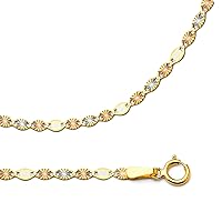 Chain Solid 14k Yellow White Rose Gold Necklace Star Diamond Cut Thin Multi 2.1 mm 24 inch