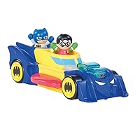Toomies DC Comics Batman E73262 3 in 1 Vehicle Transforms into Mini Batmobile and Jet, Engine Popping Effect, Flywheel Drive Push Along, from 12 Months