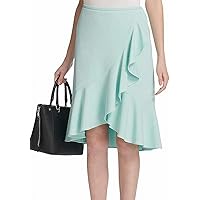 Calvin Klein Womens Petites Ruffled Dressy Midi Skirt Blue 14P