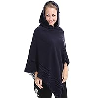 RanRui Ladies' Hooded Cape with Fringed Hem winter fall knitted Crochet Poncho