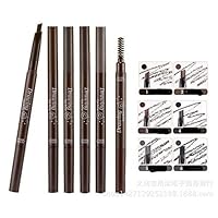 1 PC 5 Colors Women Lady Triangle Waterproof Eyebrow Pencil Eye Brow Pen With Brush Make-Up Tools (Deep coffee)