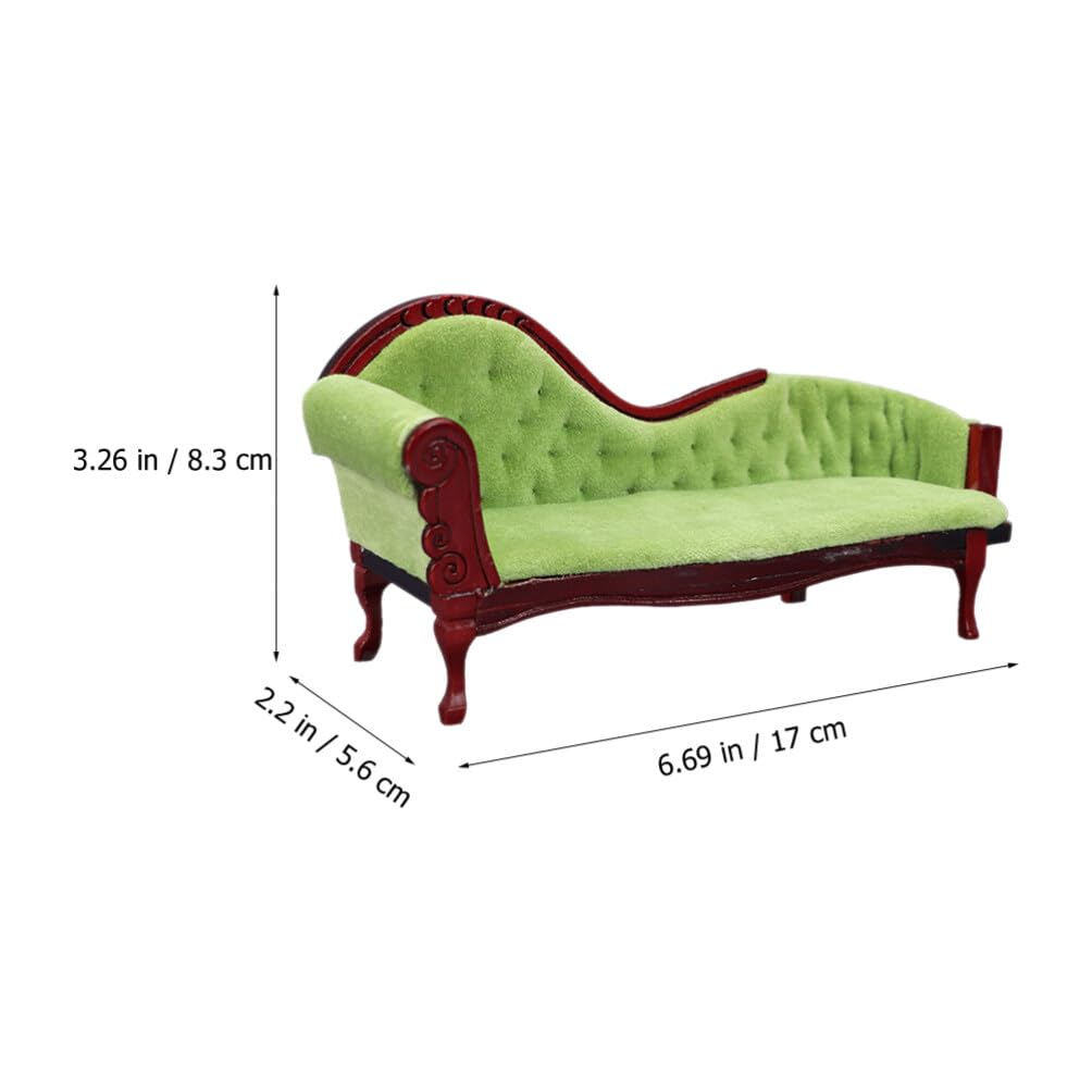 ERINGOGO Dollhouse Princess Couch Vintage Dollhouse Sofa Arm Chair 1:12 Scale Wooden Miniature Living Room Furniture Loveseat Mini House Decoration Accessories for Dolls