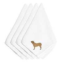 Caroline's Treasures BB3479NPKE Fila Brasileiro Embroidered Napkins Set of 4 Napkin Cloth Washable, Soft, Durable, Table Dinner Napkins Cloth for Hotel, Lunch, Restaurant, Weddings, Parties