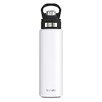 Tervis Powder Coated Stainless Steel Triple Walled Insulated Tumbler Travel Cup Keeps Drinks Cold, 24oz with Deluxe Spout Lid, Glacier White