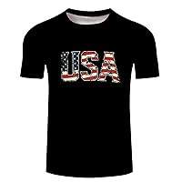 4th of July Shirts for Men Short Sleeve Fitted Tee Shirts Independence Day Graphic T-Shirts Summer Mens Shirts