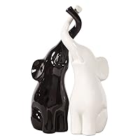 Howard Elliott Collection Elephant Love Decorative Animal Figurines, 5 x 6 x 16 Inch, Black and White