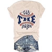 Baseball Shirts Women Tis The Season Baseball Mom T-Shirts Letter Print Graphic Tee Tops