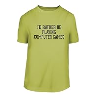 I'd Rather Be Playing Computer Games - A Nice Men's Short Sleeve T-Shirt Shirt, Yellow, Large