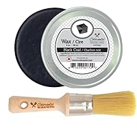 Colorantic | Bundle Round Wax Brush for Chalk Paint Furniture 16mm and 4 oz Black Beeswax Furniture Polish