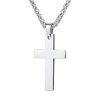 PROSTEEL Cross Necklace for Men Women, 316L Stainless Steel，Gold/Silver/Black/Rose Gold/Blue Tone, Hypoallergenic, Two Sizes, Come Gift Box