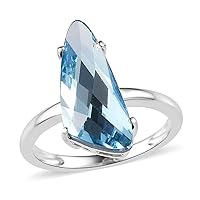 Shop LC Aquamarine Color Crystal 925 Sterling Silver Solitaire Ring Jewelry Size 7 Birthday Mothers Day Gifts for Mom