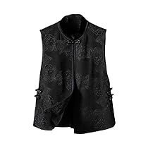 Chinese Style Vest Traditional top Suits Women Black Elegant Hanfu Blouse Qipao