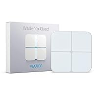 WallMote Quad, Wireless Zwave Scene Controller, Z-Wave Plus Enabled, 4 Zwave Button, Remote Control for up to 16 Scenes or On/Off Dimmer Switch, Work with Z Wave Hub