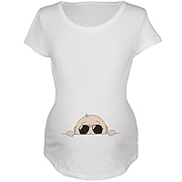 Summer - Peeking Baby Aviator Sunglasses White Maternity Soft T-Shirt - Large