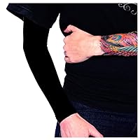 Ink Armor Premium Full Arm Tattoo Cover Up Sleeve - No Slip Gripper - U.S. Made - Black - Petite/Youth (one sleeve)
