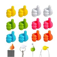 12 Pcs Self-Adhesive Silicone Thumb Wall Hooks, Multi-Function Self-Adhesiveclip Key Hook Wall Hangers for Storage Data Cables/Earphones/ Plugs/Masks