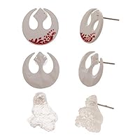 Star Wars Episode 8 The Last Jedi 3 Set Earring Gift Pack Alliance Logo and Island,Silver,One Size