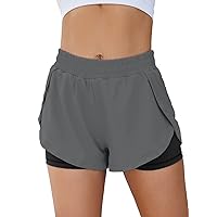 2 in 1 Workout Shorts, Women's Contrasting Color Athletic Shorts