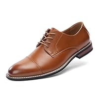 Mens Classic Dress Oxfords, Wingtip Prince Modern Formal Lace Up Shoes, Round Toe, TPR Outsole