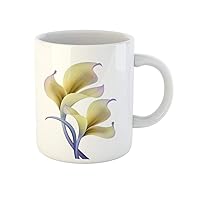 Coffee Mug Calla Abstract Botanical Yellow Blue Flowers Lily Artistic Beautiful 11 Oz Ceramic Tea Cup Mugs Best Gift Or Souvenir For Family Friends Coworkers