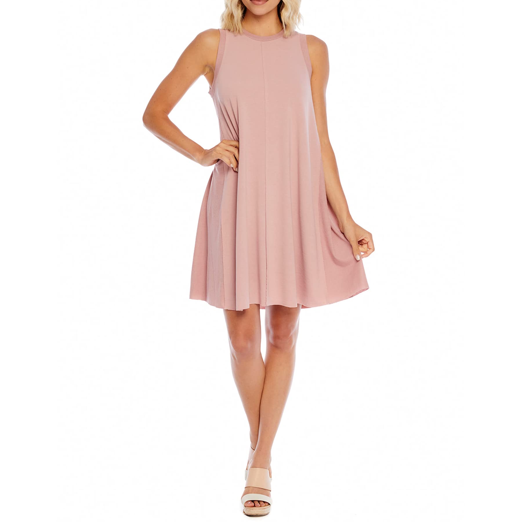 Mud Pie Inman ribbed sleeveless dress - blush, XL