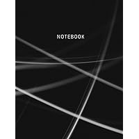 Notebook: Lined Notebook Journal - Black background cover with white curves - 120 pages -Large (8.5 x 11 inches)