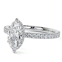 Mois 2.50 CT Marquise Cut Colorless Moissanite Engagement Ring Wedding/Bridal Ring, Diamond Rings, Anniversary Solitaire Accented Promise Vintage Antique 10K 14K 18K Gold Silver Ring for Best Gift