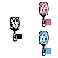 FHI Heat Unbrush Wet & Dry Detangling Hair Brush Bundle, Black/Pink/Light Blue