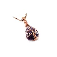 Amethyst Necklace, Tree of Life Jewelry, Gemstone Necklace Jewelry, Copper Wire Wrap Jewelry