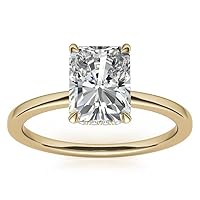 10K Solid Yellow Gold Handmade Engagement Ring 3 CT Radiant Cut Moissanite Diamond Solitaire Wedding/Bridal Ring Set for Women/Her Propose Ring (10.5)