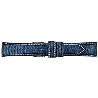 Emitta EDC-IW22 Watch Band, Okayama Denim, Crushed, 8.7 inches (22 cm), White Stitching, Buckle: Silver