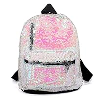 Reversible Sequin Mini Backpack White Pink