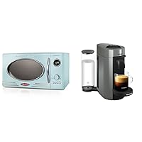 Nostalgia Retro Countertop Microwave Oven - Large 800-Watt - 0.9 cu ft & Nespresso VertuoPlus Coffee and Espresso Machine by De'Longhi, 5 Fluid Ounces, Grey