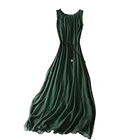 Silk Slim Dress Elegant Dresses for Women Summer Sleeveless green8 Clothing