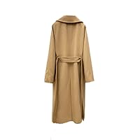 Women Cashmere Elegant Double-Sided Wool Overcoat Long Wool Jacket Trench With Belt