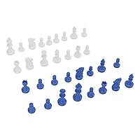 Chess Pieces, PS Plastic Replacement Mini Chessmen Figurine Pieces 49mm Height King for Party Relaxing 3 Colors(Blue)