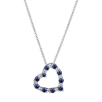 Amazon Essentials Created Gemstone and 1/6 CT TW Lab Grown Diamond Heart Pendant Necklace with Cable Chain in Platinum Over Sterling Silver, 18