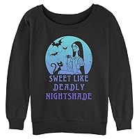 Disney Women's The Nightmare Before Christmas Sally Moon Junior's Raglan Pullover with Coverstitch