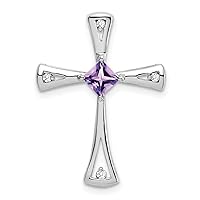 20mm 10k White Gold Amethyst and Diamond Religious Faith Cross Pendant Necklace Jewelry for Women