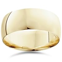 Pompeii3 10k Yellow Gold 9mm High Polished Solid Ring Dome Mens Womens Plain Wedding & Anniversary Band