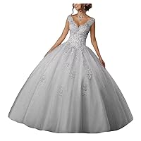 Girl's Appliques Beading Tulle Princess Sweet 16 Quinceanera Birthday Party Dress