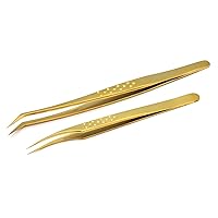 2 Pieces Dolphin Shaped Tweezers and Curved Tip Tweezers For Eyelash Extensions Precision Lashing Tweezers Professional Tools Set Steel For Make Fans Professional
