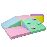 Foam Climbing Blocks for Toddlers and Preschoolers - Soft Climbing Indoor Set - Active Play Set for Climbing, Crawling, and Sliding, 5PCS