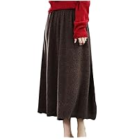 Women's 100% Wool Skirt Knitted Loose Cashmere Skirt Solid Autumn Winter High Waist Long Skirt